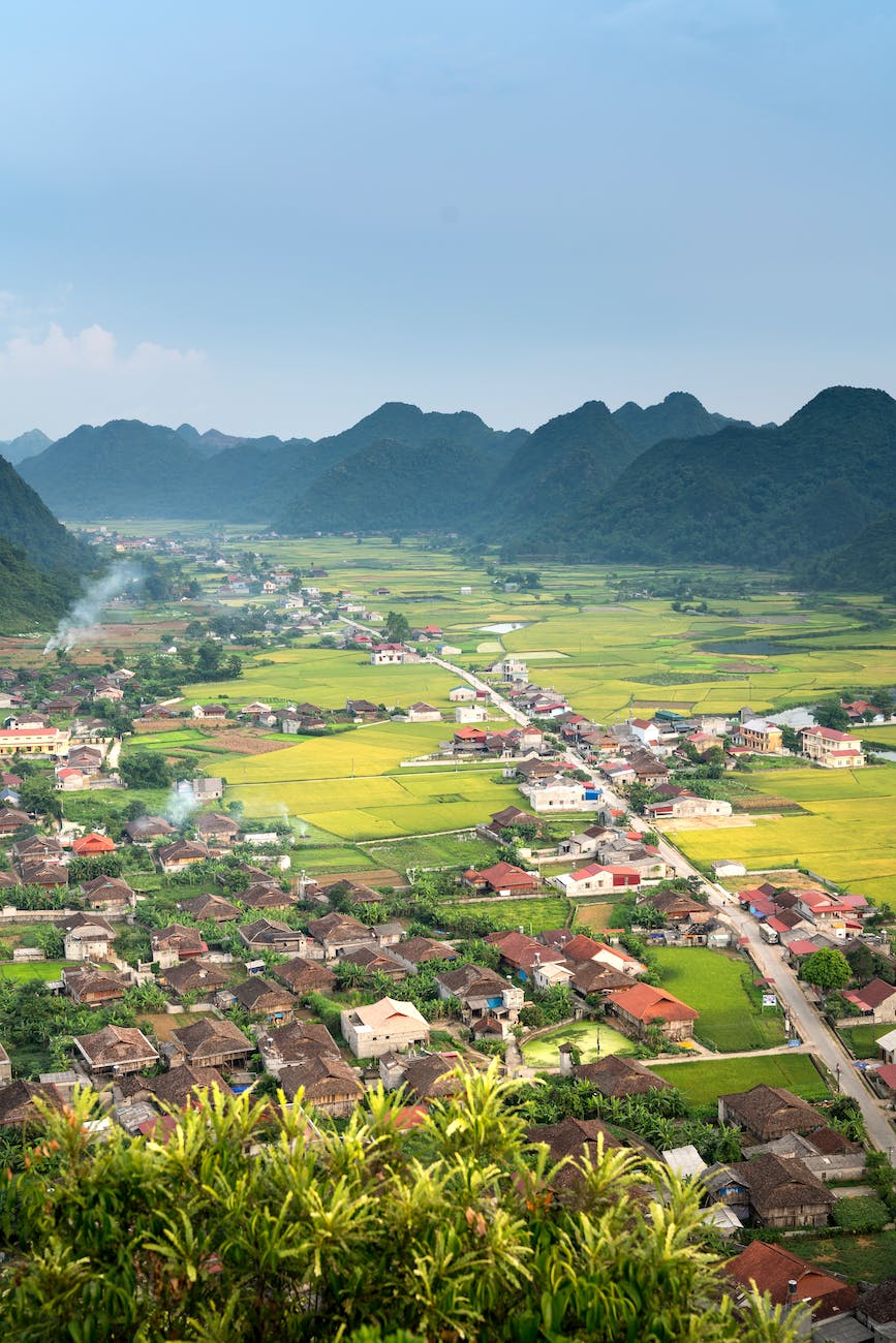 high angle photography of rural area
